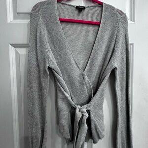 Express Light Gray Wrap Cardigan